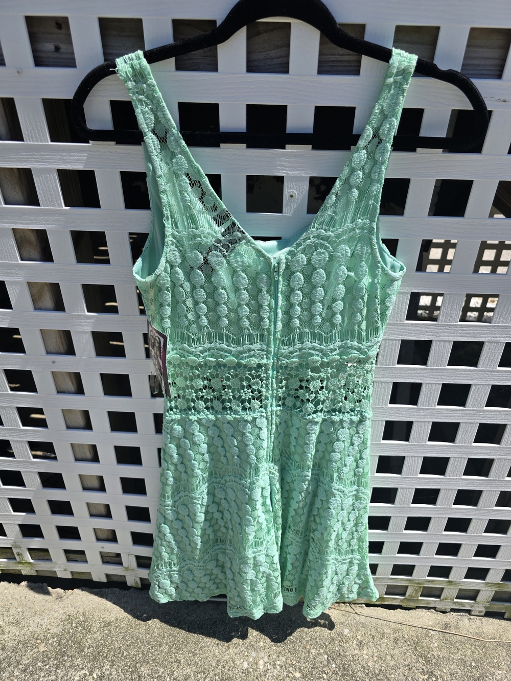 Mint Green Crochet Lace Fit & Flare Dress - Sz. 11 - Picture 2 of 4